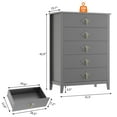 thumbnail image 3 of 42.9" Tall Fluted Dresser for Bedroom, 5-Drawer Wood Dresser for Bedroom, Modern Chest of Drawers, Storage Organizer Cabinet for Living Room, Hallway, Entryway, Easy Assembly, 3 of 6