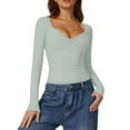 thumbnail image 3 of purcolt Womens Long Sleeve Shirts Casual V Neck Basic Tops Y2K Slim Fit T Shirts Trendy Y2K Going Out Tops, 3 of 5