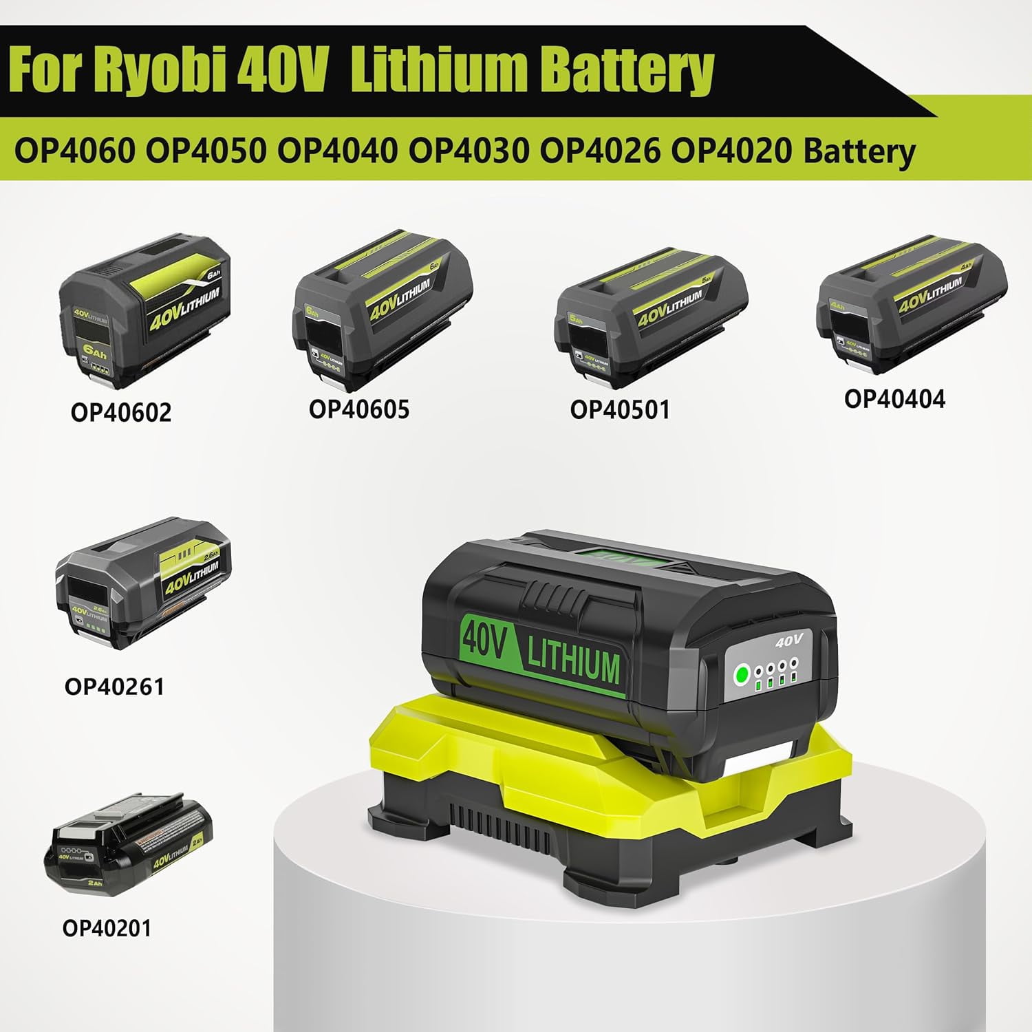 40V Charger for Ryobi OP401S 40V Battery, OP406A OP404 OP401 Replacemant Battery Charger for Ryobi OP40605 OP40602 OP40601 OP4050 OP40501 OP4050A OP4040 OP40404 OP40401 OP4030 OP40301 OP40201