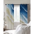 thumbnail image 4 of Navy Blue Ombre Ocean Blackout Curtains for Bedroom Living Room Darkening Curtains 96 Inches Long Watercolor Coastal Beach Waves Window Curtain 2 Panels Set Window Treatment Grommet Drapes 52"x96", 4 of 9