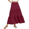thumbnail image 5 of JWD Summer Maxi Skirt for Women Boho Lightweight Flowy Tiered Long Beach Skirts with Pockets Wine Red 2XL, 5 of 8