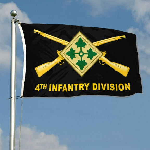 4th Infantry Division US Army Military Flag 3x5Feet Outdoor Indoor Decoration Flag Double Stitched Polyester with Brass Grommets