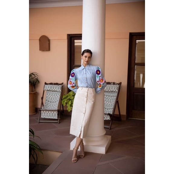 EMBROIDERED FULL SLEEVES COLLAR SHIRT