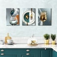 thumbnail image 6 of Canvas Wall Art for Dining Room Kitchen Wall Decor Teal Gold Wine Glass Pictures Abstract Wine Cups Paintings Geometric Kitchenware Posters Modern Home Decorations Family Bar Pub Artwork 12x16" 3 Pcs, 6 of 6