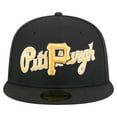 thumbnail image 2 of Men's New Era Black Pittsburgh Pirates Overlap 59FIFTY Fitted Hat, 2 of 6