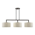 thumbnail image 4 of Livex Lighting Monroe 3-Light Metal & Fabric Linear Chandelier in English Bronze, 4 of 12