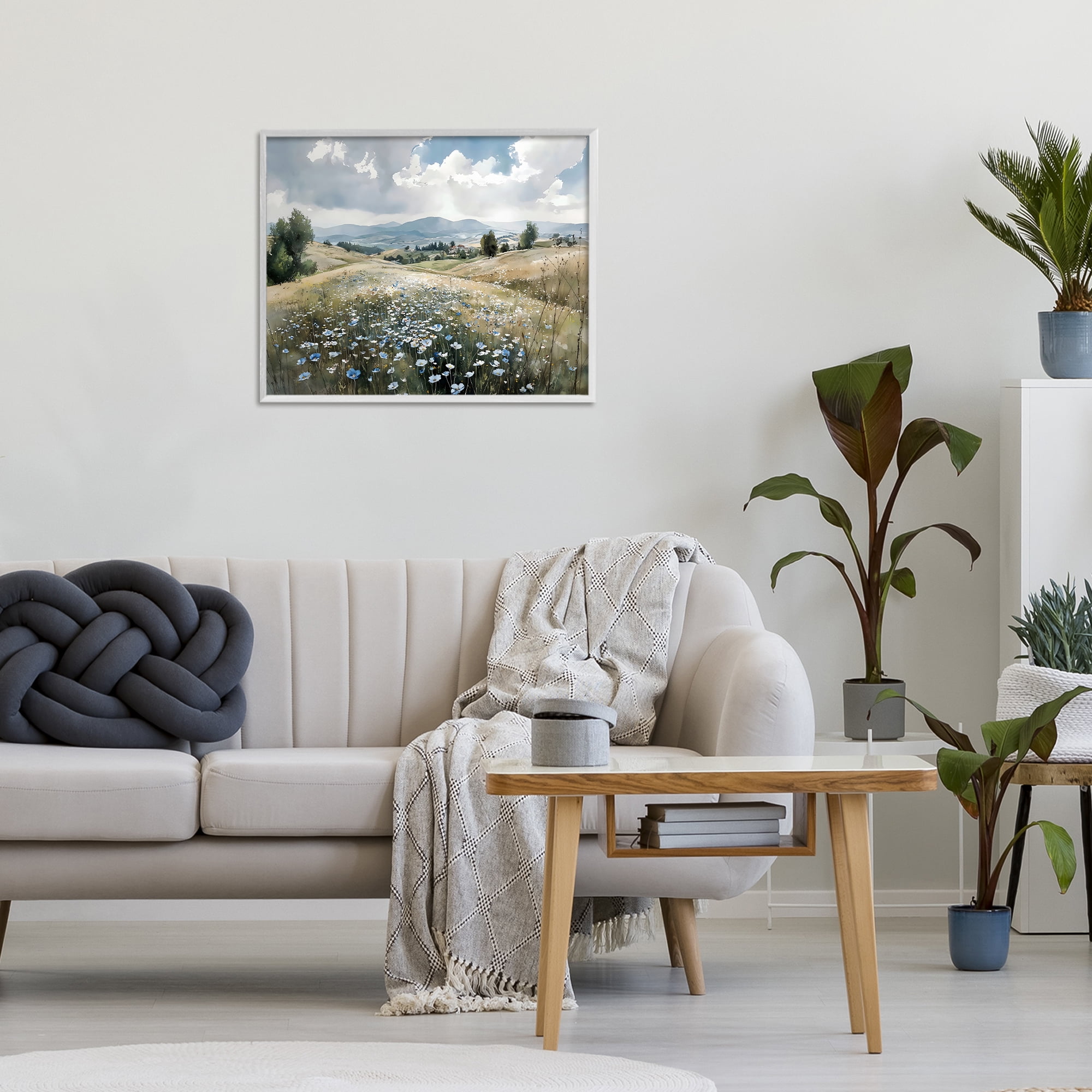 Stupell Industries Poppy Blues Across Meadow White Framed Giclee Art, design by Franklyn Gregory