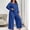 Blue, variant on Lepsheexh Women's Plus Size Two Piece Outfits Women Lightweight Solid Color Sets Casual Long Sleeve Pullover Tops Loose Wide Leg Pants Tracksuit Sets