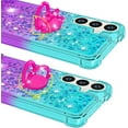 thumbnail image 6 of for Samsung Galaxy S25 Plus (Not S25)/ S24 Plus Quicksand Case with Ring Kickstand, Bling Cute Glitter Flowing Liquid Floating Sparkle Cover for Samsung Galaxy S25 Plus. JB-Green Purple, 6 of 14