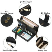 GAEKEAO Wallet for Women Clutch RFID Blocking Leather Wristlet Purse Large Capacity Credit Card Holder with Grip Hand Strap