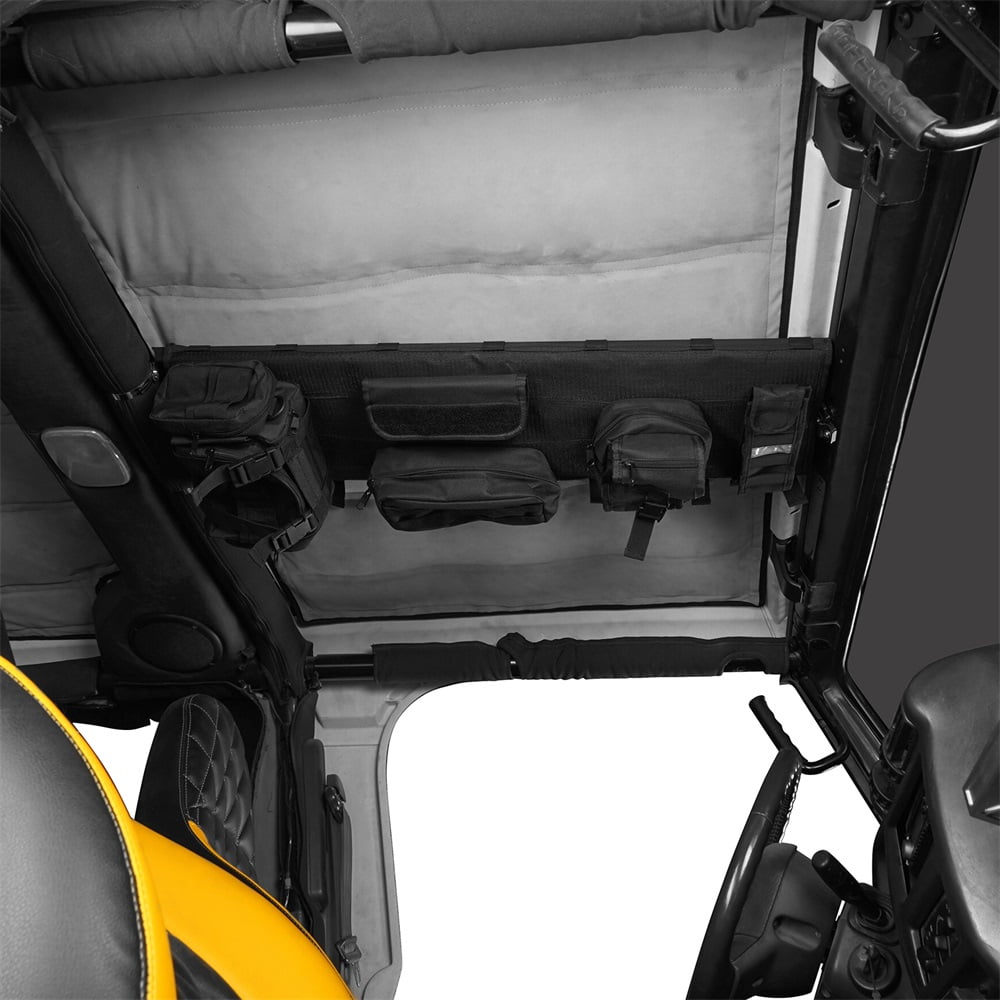 Hooke Road Front Overhead Storage MOLLE Panel w/ 5x Pouches Fit 1997-2006 Jeep Wrangler TJ