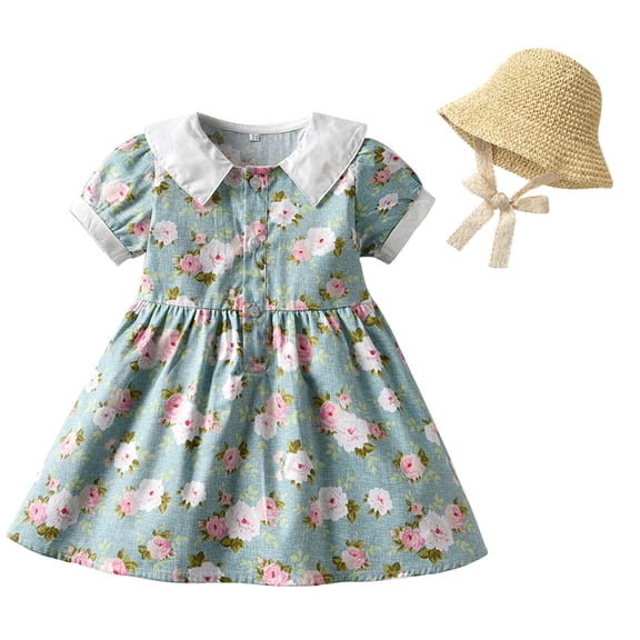 Ruyang Baby Girl Flower Dresses with Hat Backless Tutu Dress Summer Girls Birthday Dresses Floral Print Girl Chinese Outfits
