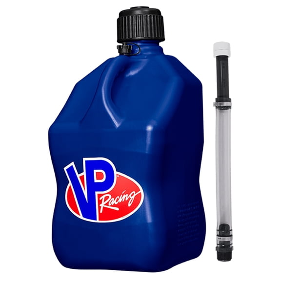 VP Racing 3532-CA, 5.5-Gallon Square Motorsport Jug Blue w/ 14" Deluxe Hose Close-Trimmed Cap and Neck for Tight Seal