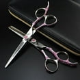 thumbnail image 2 of 2pcs Professional Japan 440c Steel  Pink Plum 6 '' Hair Scissors Cutting Barber Cut Hair Salon Thinning Shears Hairdressing Scissors, 2 of 5