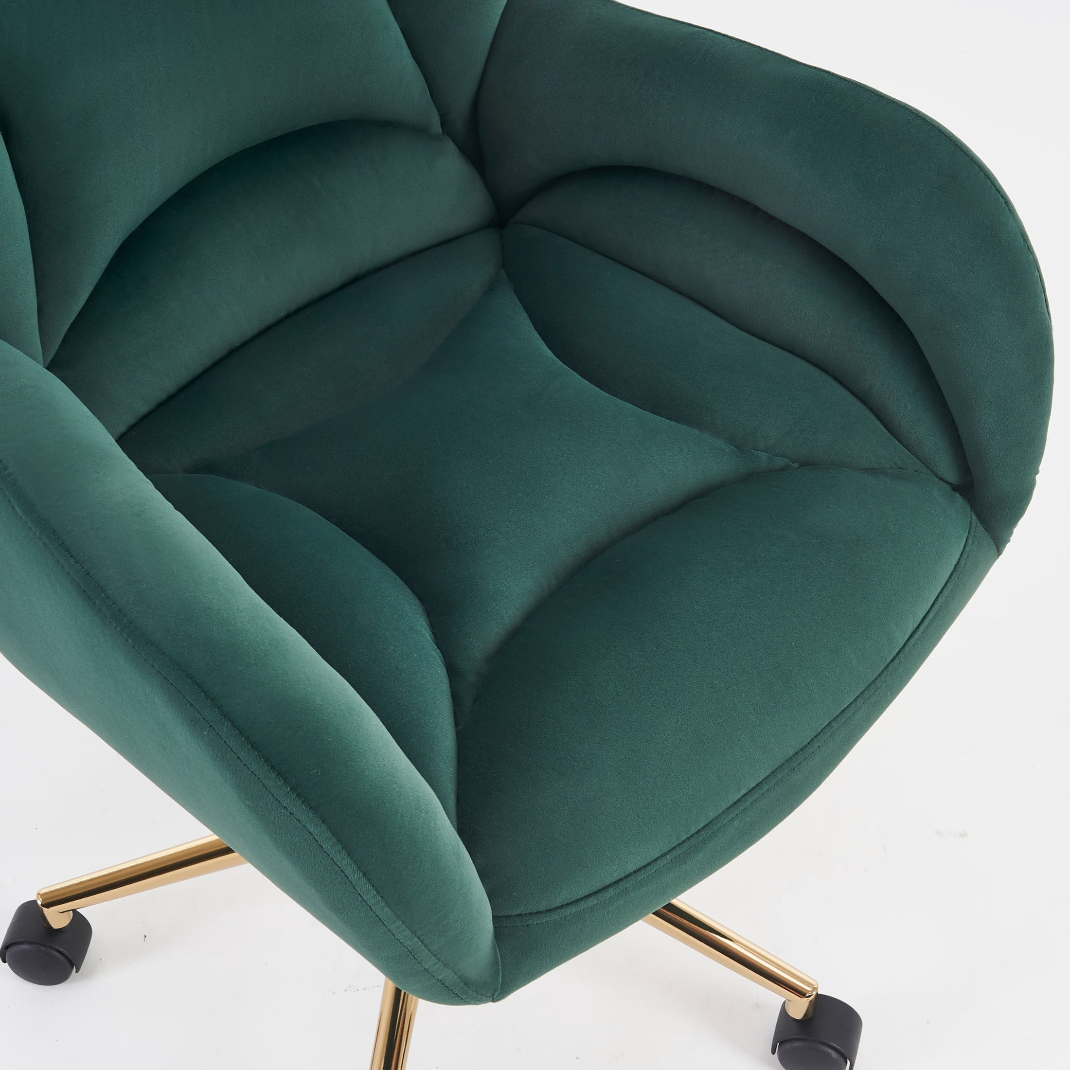 Noble House Rostin Velvet Swivel Home Office Chair, Ergonomic Makeup Vanity Seat with Adjustable Gold Base, Green