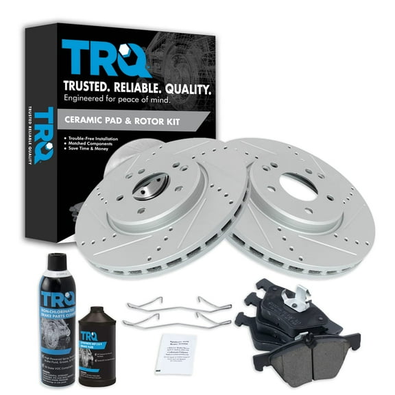 TRQ Brake Pad & Performance Rotor Front Ceramic Kit for Chrysler Mercedes BKA21484 Fits select: 2004-2008 CHRYSLER CROSSFIRE, 2000-2002 MERCEDES-BENZ E