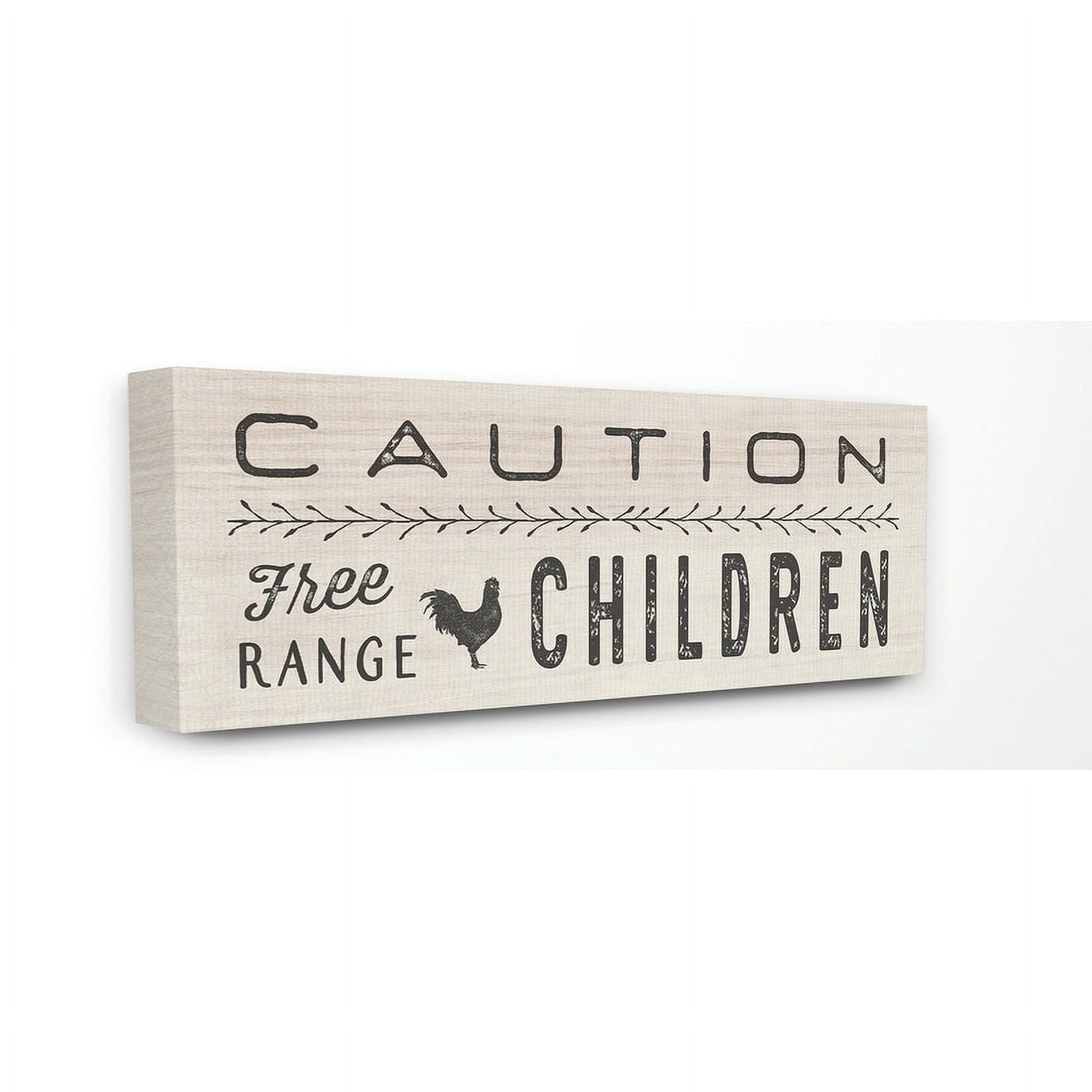 The Stupell Home Decor Collection Caution Free Range Children Stretched Canvas Wall Art, 10 x 1.5 x 24