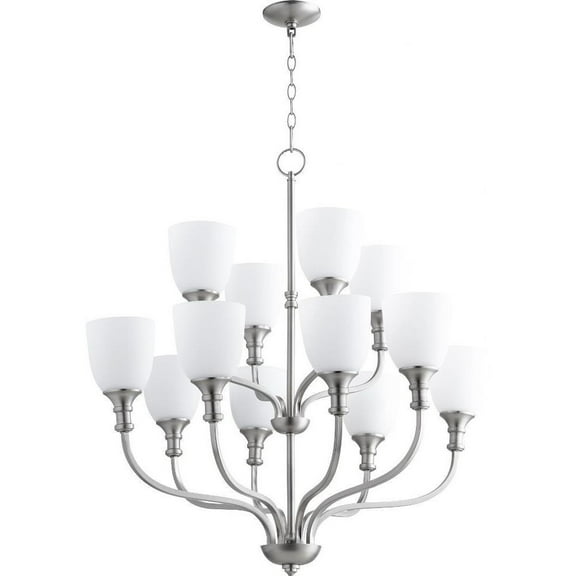Transitional Twelve Light Chandelier-Satin Nickel Finish Bailey Street Home 183-Bel-2535228