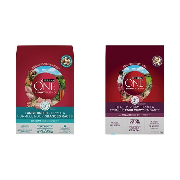 Purina ONE Smartblend Large Breed Dry Dog Food 7 kg + Purina ONE Smartblend Puppy Food, Dry Dog Food 6 kg