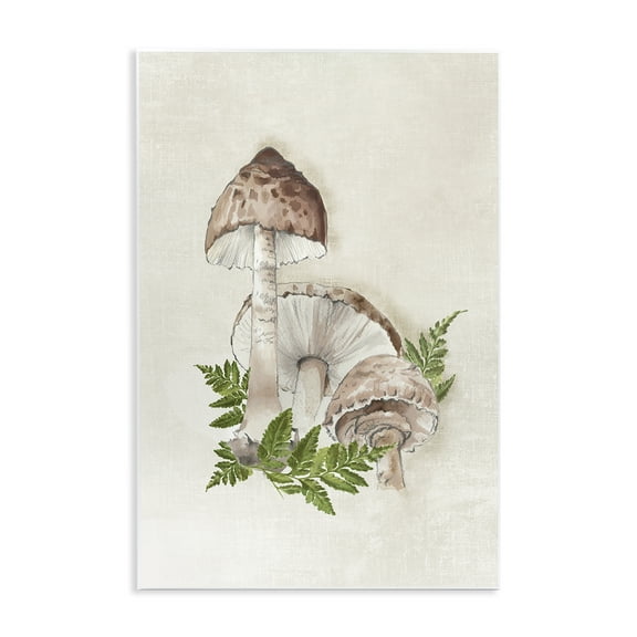 Stupell Industries Beige Mushrooms & Fern Plants & Flowers Painting Unframed Art Print Wall Art, 10 x 15
