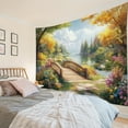 thumbnail image 5 of Forest Floral Tapestry Wall Hanging Yellow Green Tree and Colorful Wildflower Wall Tapestry for Bedroom Aesthetic Nature Landscape River Tapestry for Living Room College Dorm Decor,60x40 inch, 5 of 5