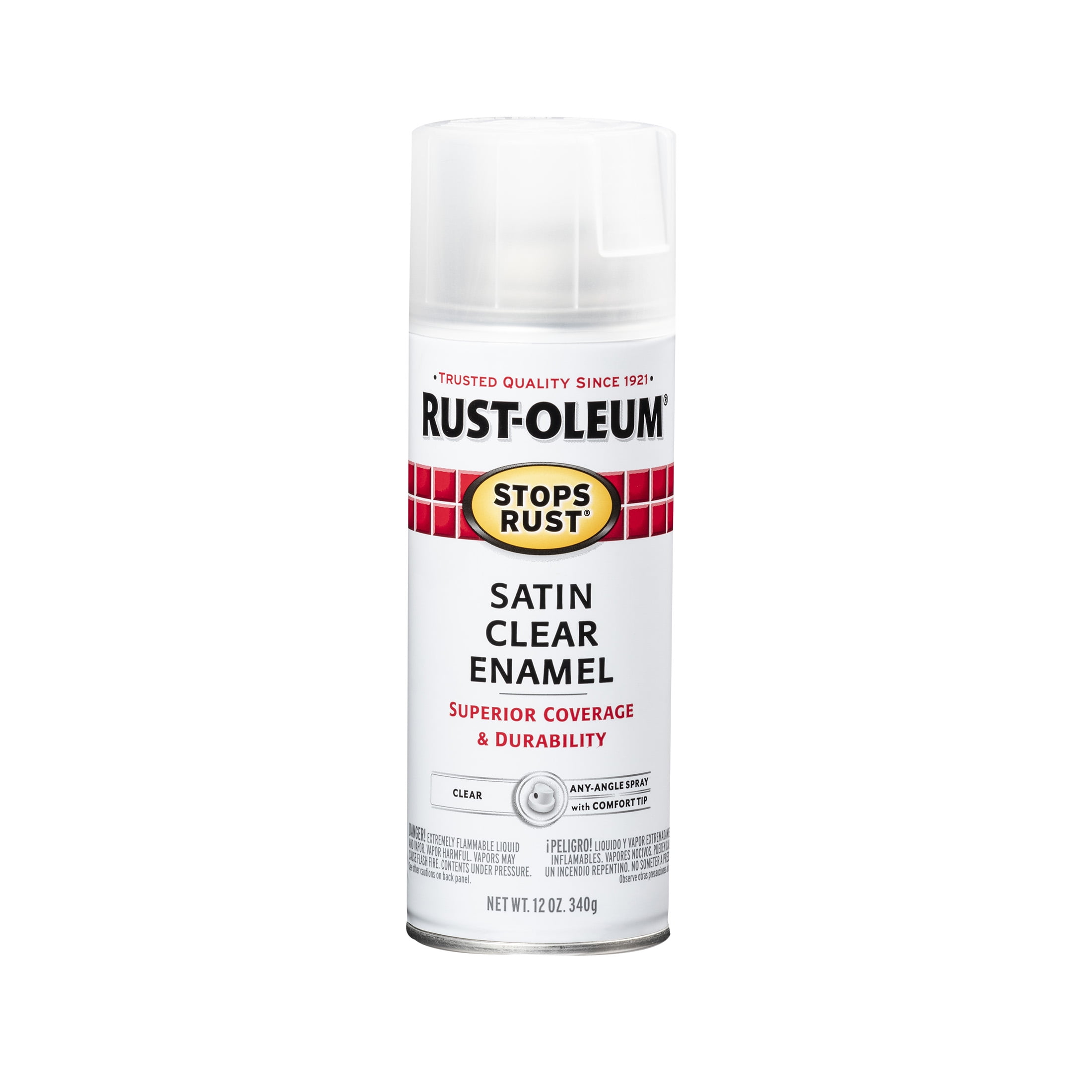 (6 pack) Clear, Rust-Oleum Stops Rust Protective Enamel Satin Spray Paint-285092, 12 oz