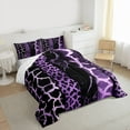 thumbnail image 3 of Homewish Zebra Cheetah Print Full Size Comforter Sets for Adult, Chic Purple Lines Bedding Comforter Set, Leopard Giraffe Wildlife Reversible Bedding Sets, Ultra Soft Bedroom Decor, 3 Pieces, 3 of 8