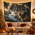 thumbnail image 3 of Wolf with Waterfall in Misty Forest Majestic Digital Art for Wildlife Fans Animal Kingdom Art Housewarming Gift Tapestry Wall Hanging for Bedroom and Living Room, 3 of 7
