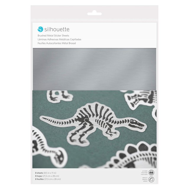 Papel adhesivo para stickers Silhouette America, plata metálica cepillada