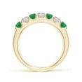 thumbnail image 2 of ANGARA Natural Shared Prong Emerald and Diamond Half Eternity Ring in 14K Yellow Gold for Women (Size-3.1mm) | May Birthstone, Birthday, Anniversary, Jewelry Gift for Women | Natural Emerald Ring, 2 of 9