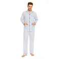 thumbnail image 4 of GLOBAL Mens 100% Cotton Pajamas Set Woven Drawstring Sleepwear Set with Top and Pants/Bottoms, 2-Piece Set, Size S, 4 of 5