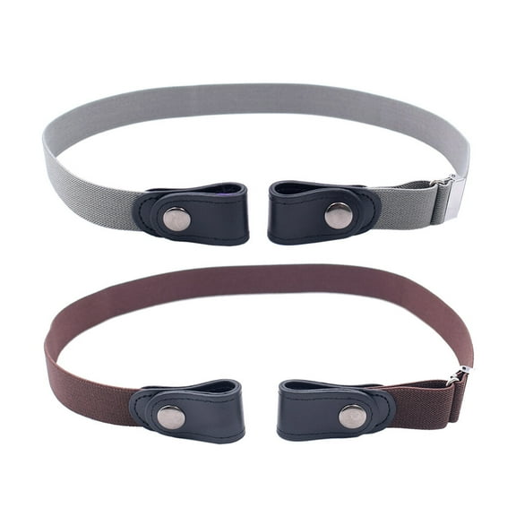 Eeristq 2pcs Adjustable Unisex Stretch Waist Belt No Buckle Elastic Belts for Jeans Pants Dress (Coffee Grey)