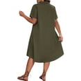 thumbnail image 3 of DYMADE Womens Summer Breathable Turn-down Collar Short Sleeve Single Breasted Loose Waist Shirt Dress Plus Size, 3 of 3
