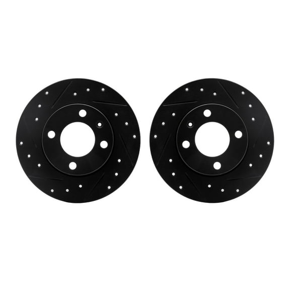 Dynamic Friction Company Rear Brake Rotors-Drilled and Slotted-Black 8002-74053