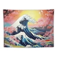 thumbnail image 5 of ONETECH  Japanese Wave Tapestry Kanagawa Great Wave Tapestry 40X 30inch Cherry Blossoms Wall Hanging Party Decorations Home Decor For Bedroom Living Room Dorm, 5 of 7