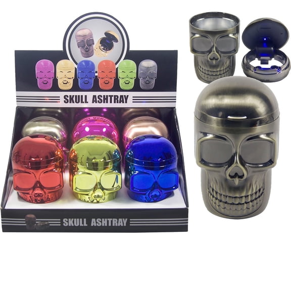 1pc Portable Car Travel Cigarette 3D Candy Skull Ashtray Holder Cup LED Light gift Random color