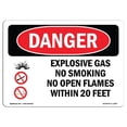 thumbnail image 1 of SignMission OS-DS-A-1014-L-1209 Panneau Danger OSHA 10 x 14 Po - Gaz Explosif Défense de Fumer dans un Rayon de 20 Pieds, 1 of 1