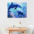 thumbnail image 2 of Orinice Dolphins Fish Underwater Fine Art Aesthetic Poster Print Wall Painting for Classroom Kitchen Office Farmhouse Bathroom Room Decor Pictures Wall Art Painting Ready to Hang Canvas Living Room, 2 of 6