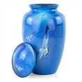thumbnail image 3 of 10" Aluminum Metal Cremation Urn for Cremated Human Ash Remains Storage | Beautiful Artwork Printed Funeral Pot & Cremation Jar (Feathered Blue), 3 of 4