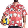 thumbnail image 4 of Tiny teeth Men's Button Down Casual Hawaiian Print Short Sleeve Summer Beach Shirt, 4 of 6