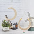 thumbnail image 5 of Bird Swing Wooden Bird Perch with Bells 13.28" Moon Shape Birds Natural Wood Swing Toys Bird Swing Toy Hanging Stand Perch DIY, 5 of 7