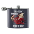 thumbnail image 2 of Draggin' Myself Out of Bed Dragon Stainless Steel 5oz Hip Drink Kidney Flask, 2 of 3