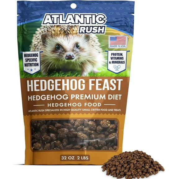 Atlantic Rush Hedgehog Feast Premium Food - 2lb Resealable Bag of Hedge Hog Delite- Small Critter Supplies Hedge Hog Food - Hedgehog Treats- Sourced & Made in The USA