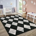 thumbnail image 3 of Garvee 10x13ft Geometric Diamond Area Rug, Machine Washable Rug Stain Resistant Indoor Carpet With Non-Slip Backing, Soft Low Pile Rug for Living Room Bedroom Home Office, Black, 3 of 9