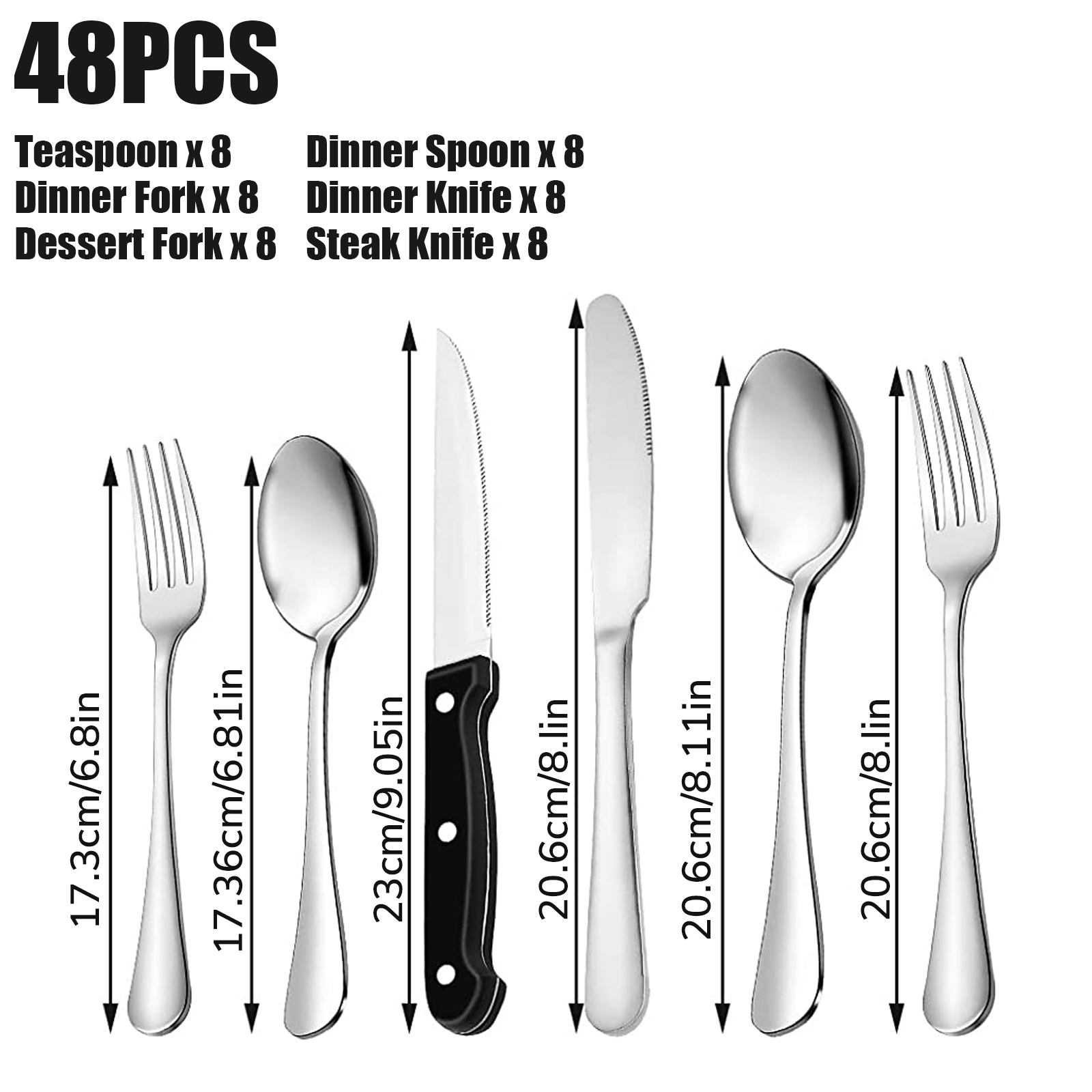 AMBLER 48-Piece Stainless Steel Silverware Set for 8 photo 8