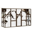 thumbnail image 2 of PawHut Catio Playground Outdoor Cat Enclosure, Wooden Outdoor Cat House Weatherproof for Multiple Cats, Shelves & Bridges, Coffee Brown, 2 of 9