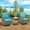 Gray Rattan and Light Blue Cushion, variant on Huisuilinss Outdoor Swivel Rocker Patio Chairs with Thick Cushions and Glass Top Side Table, 3PCS High Back Wicker Swivel Chair Set for Patio Porch Pool