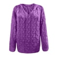 thumbnail image 5 of VISALY V Neck Pullover Sweater Knit Sweater Women's Oversized Chunky Cable Knit Pullover Sweaters V Neck Long Sleeve Loose Cotton Sweaters Crochet Sweaters Fall Sweatshirt Purple 4Xl, 5 of 6