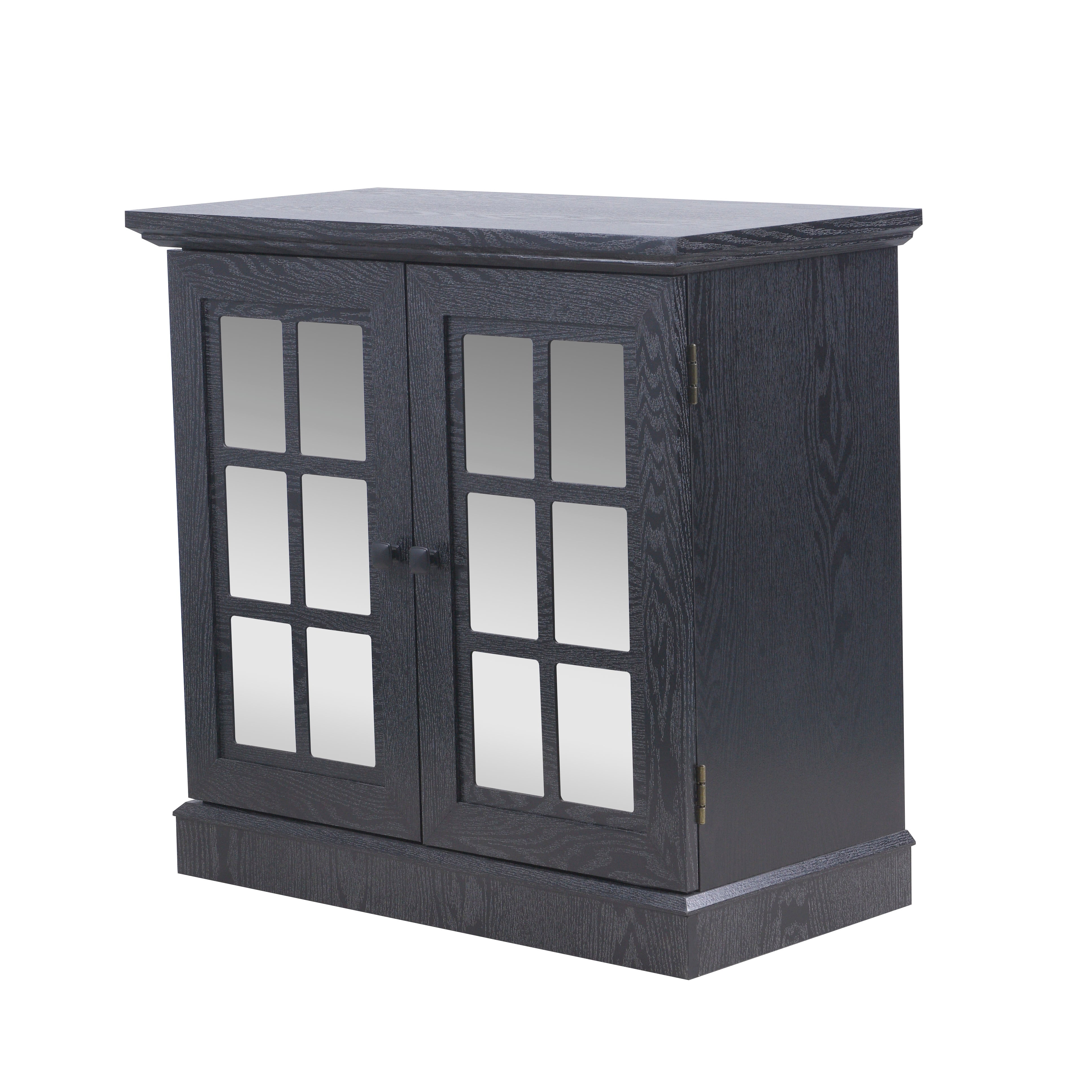 Sailvan 2 Decorative Acrylic Mirrored Door Storage Sideboard with Adjustable Shelf