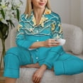 thumbnail image 6 of Daiia Seashells And Fishing Net On Blue Wooden Table for Women's Long-Sleeved Pajama Set – Soft & Comfortable Sleepwear Button-Up Pajamas Cozy Lounge Wear-X-Large, 6 of 7
